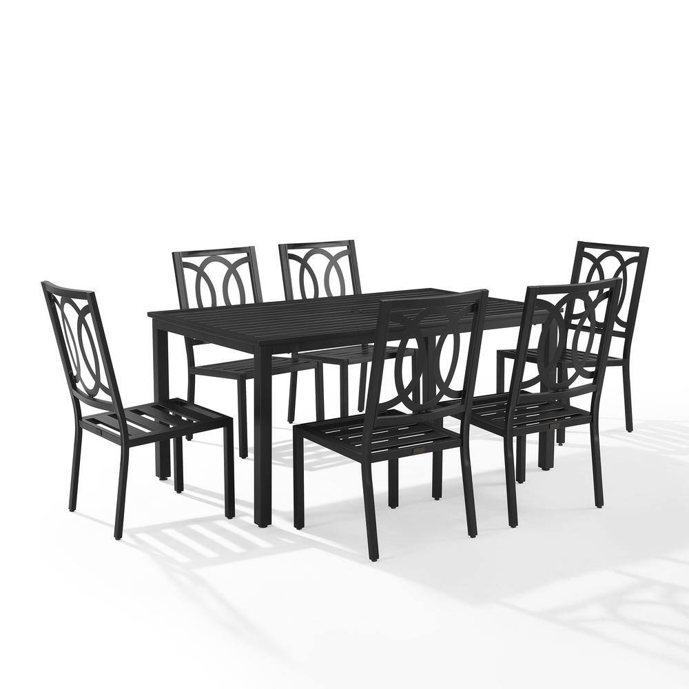 Chambers Black and Cream 7-Piece Steel Outdoor Dining Set