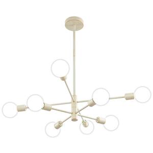 8-Light Vintage White Rubbed Gold Linear Sputnik Chandelier, Mid Century Ceiling Lights without Glass Shade and Bulb
