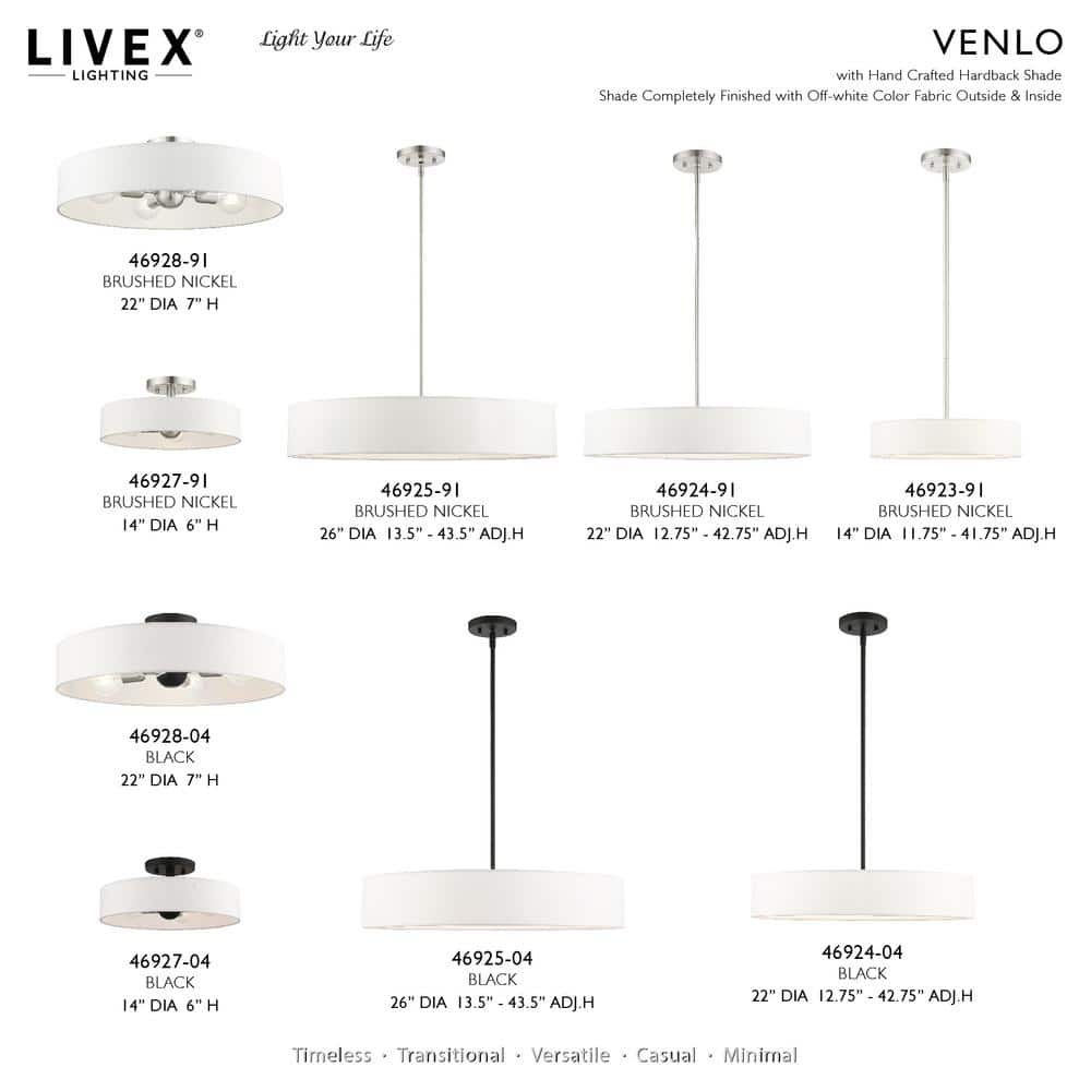 Elegance Brushed Nickel 4-Light Indoor/Outdoor Drum Pendant with Off-White Shade