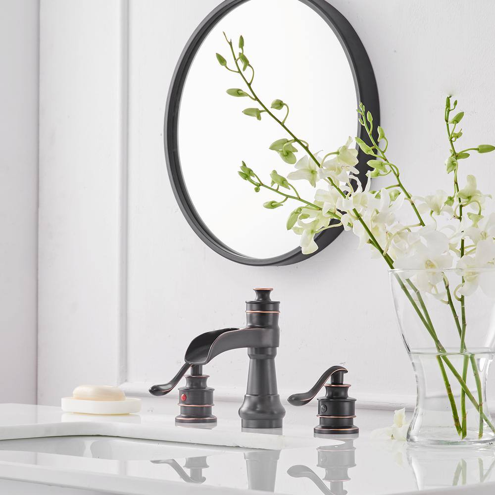 Oil-Rubbed Bronze 8-Inch Waterfall Widespread 2-Handle Bathroom Faucet