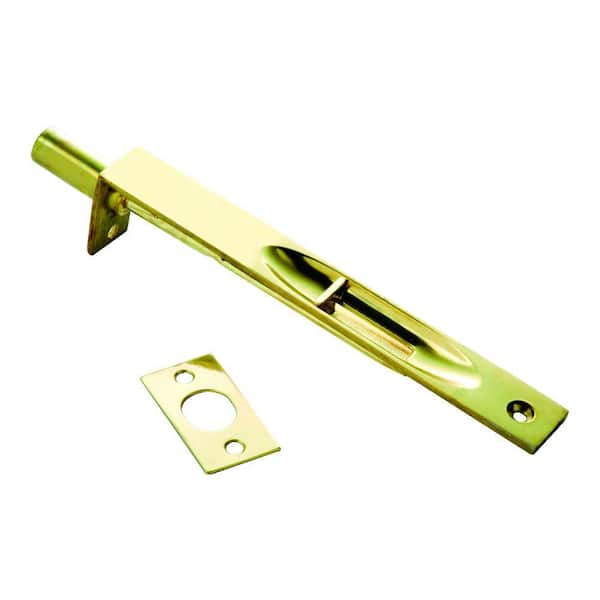 First Watch Security 6 in. Polished Solid Brass Flush Door Bolt