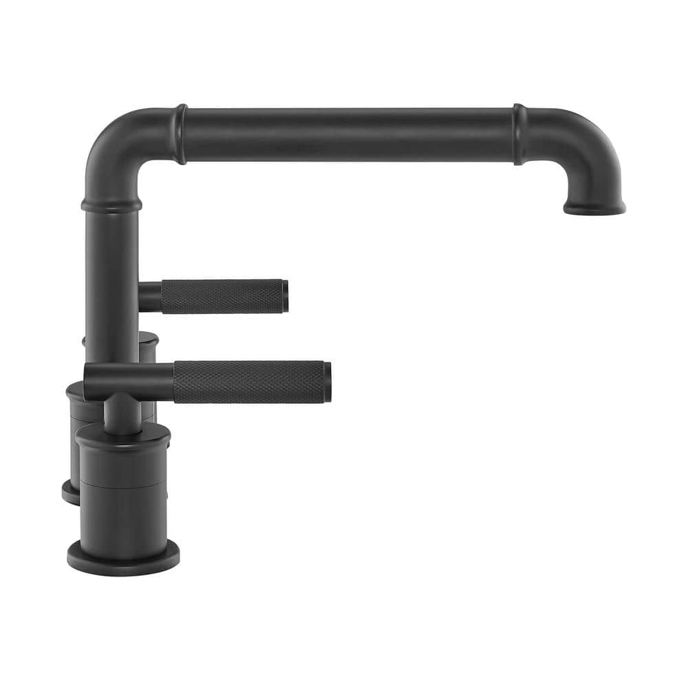 Matte Black Brass Dual Handle Widespread Bathroom Faucet