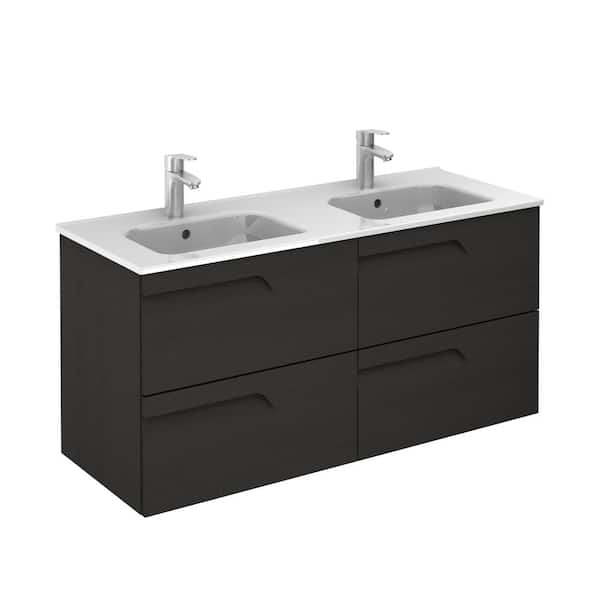 ROYO Vitale 48 in. W x 18 in. D Bath Vanity in Nature Grey with Ceramic Vanity Top in White