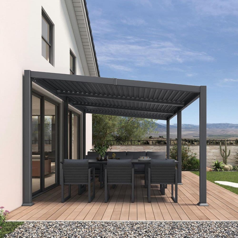 PURPLE LEAF 11 ft. x 18 ft. Grey Aluminum Outdoor Sloping Roof