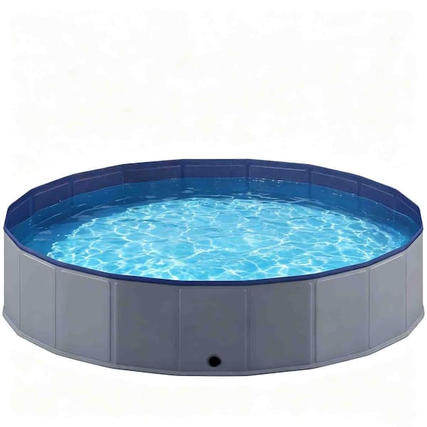 80 in. x 16 in. Foldable Round Kiddie Pool Pet Dog Swimming Pool Pet Bath Pool