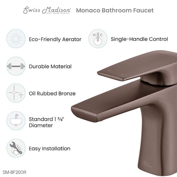 Monaco Single-Handle Single-Hole Bathroom Faucet in Oil Rubbed Bronze