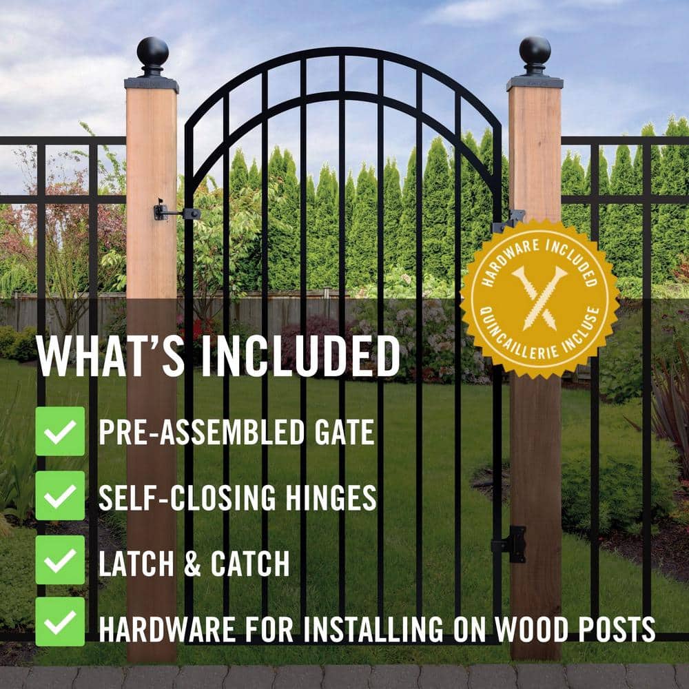 Black Arched Heavy-Gauge Galvanized Steel Garden Gate