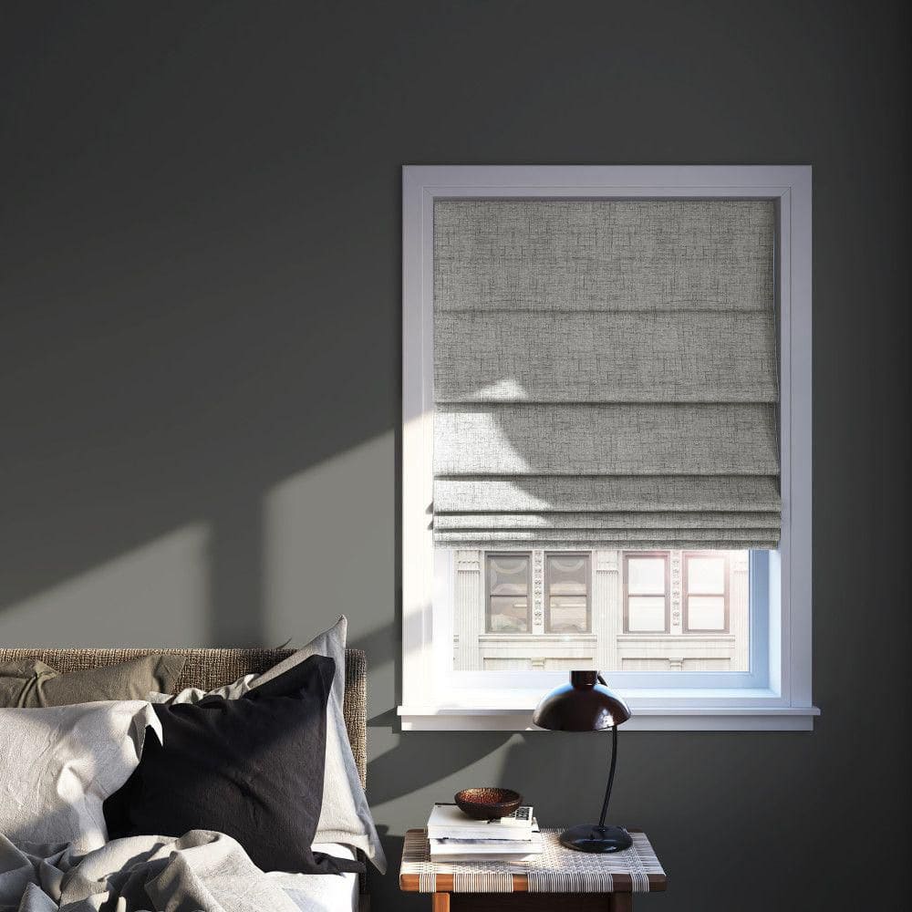 Gray Textured Blackout Cordless Roman Shade 33" x 64"