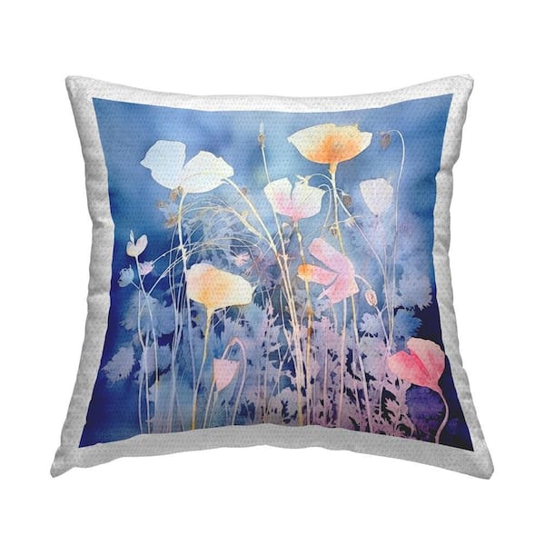 Tranquil Blue Flowers Outdoor Printed Throw Pillow by Irena Orlov