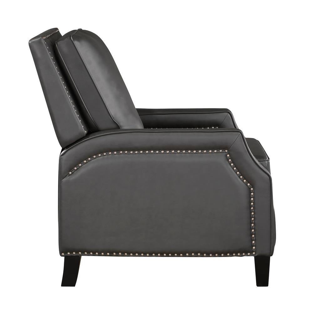 Gray Faux Leather Push Back Recliner with Nailhead Trim