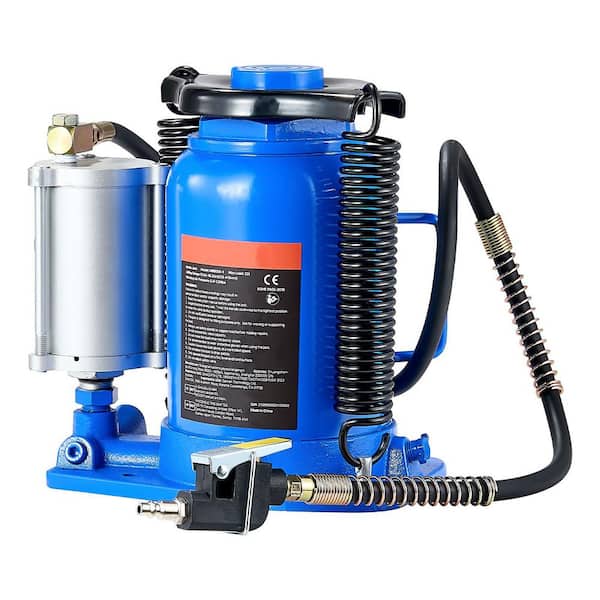 Air Hydraulic Bottle Jack, 32 Ton (70546.9 lbs. ) Capacity, 10-16.3 in. Lifting Range, Pneumatic/Manual Heavy Duty, Blue