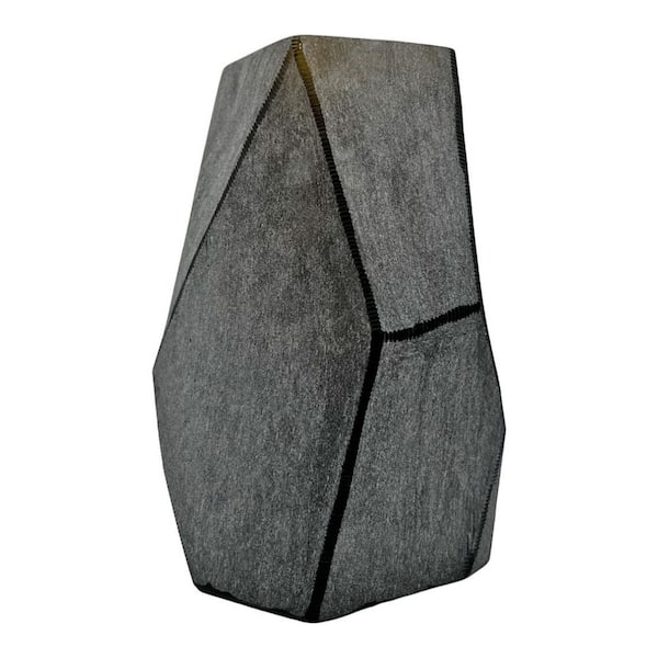 castellousa Gray 9 in. Decorative Stone Glass Geometric Vase