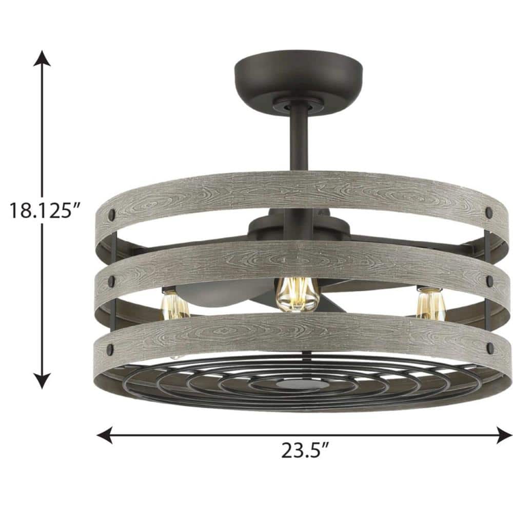 Gulliver 23.5" Gray Wood and Metal Chandelier Ceiling Fan