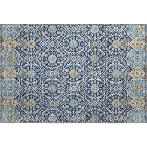 Mayfield Premium Machine Washable Abstract AMF2199 Navy 2 ft. x 3 ft. Accent Rug