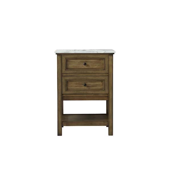 Unbranded Timeless Home 24 in. W x 22 in. D x 34 in. H Single Bathroom Vanity in Driftwood with White Marble