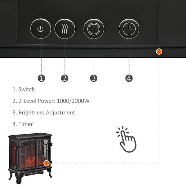 Buy 25 in. Electric Fireplace Wood Stove, Freestanding Fireplace Heater