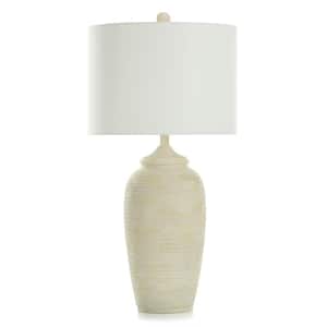 Charlotte 32 in. Multi-Cream, Off-White Urn Task and Reading Table Lamp for Living Room with White Linen Shade