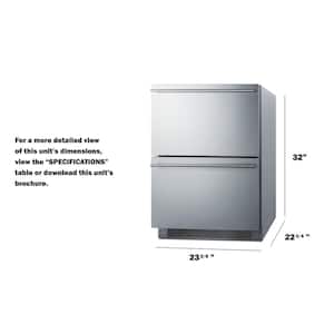 24 in. 3.5 cu. ft. Undercounter Double Drawer Frost-Free Freezer in Stainless Steel
