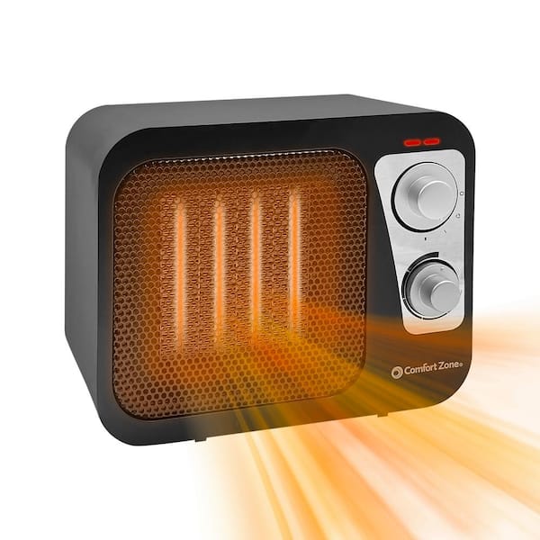 Comfort Zone 1500-Watt 7 in. Retro Design Fashion Ceramic Electric Heater in Black