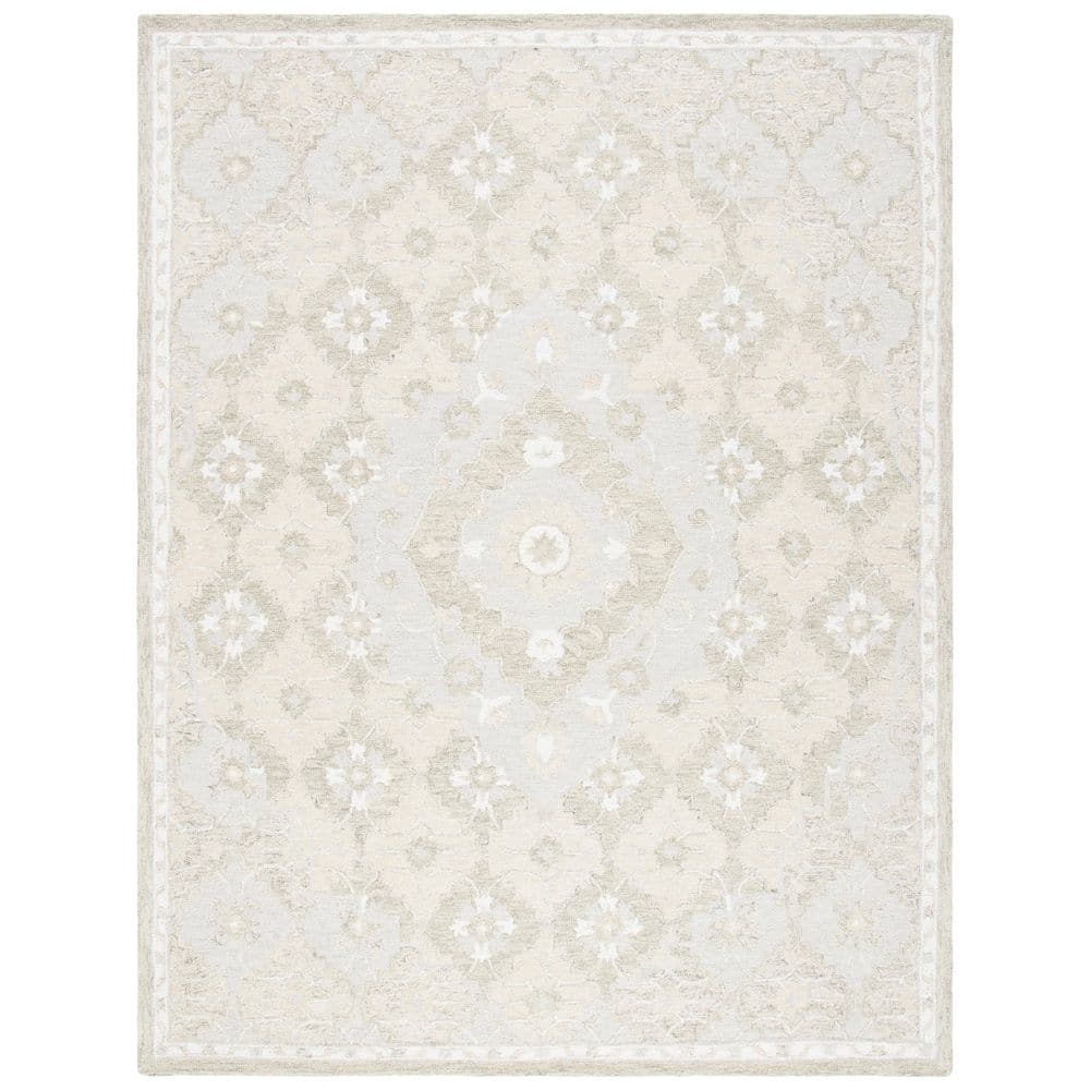 Elegant Gray Hand-Tufted Wool Area Rug 8' x 10'