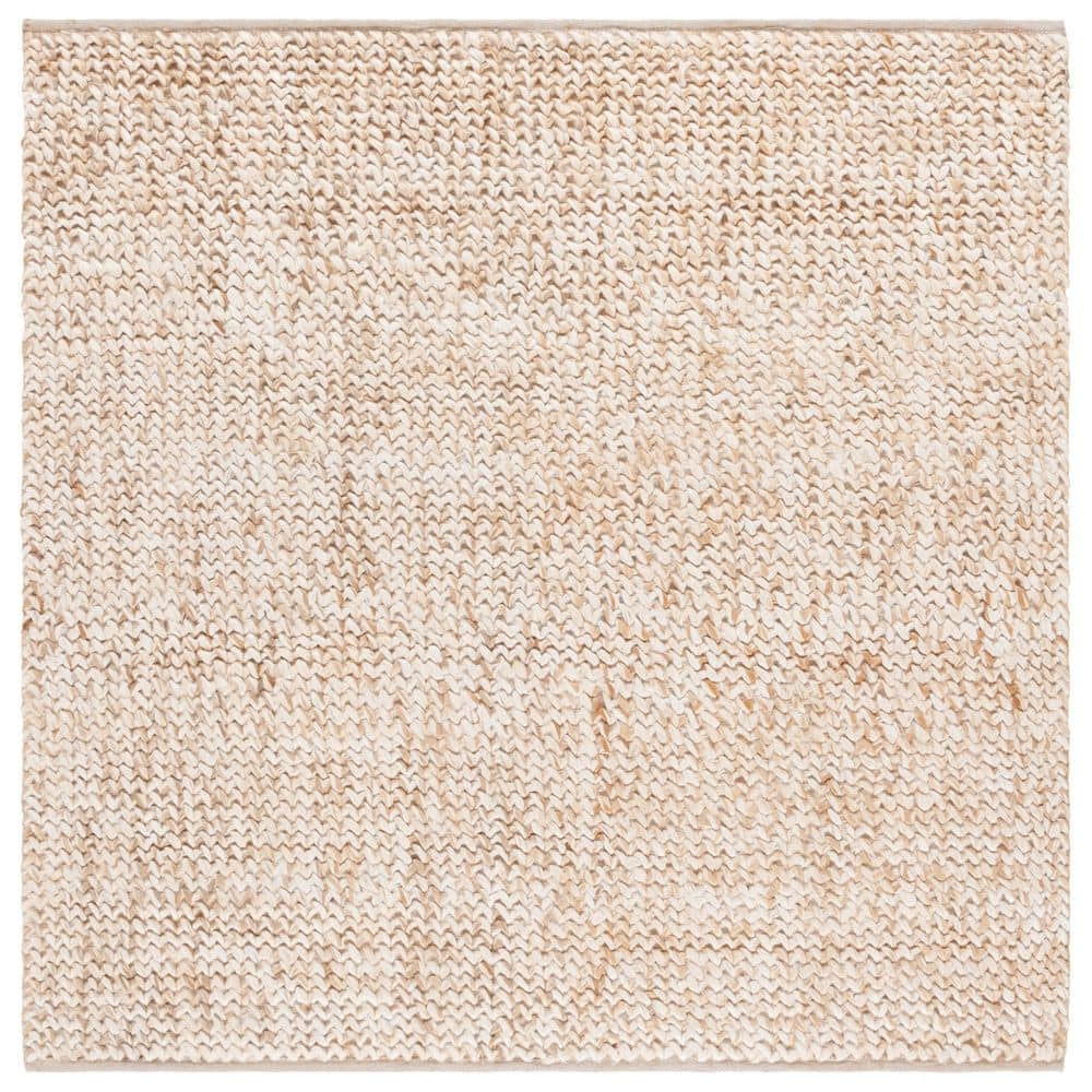 SAFAVIEH Natural Fiber 6 ft. x 6 ft. Natural/Bleach Distressed Solid ...