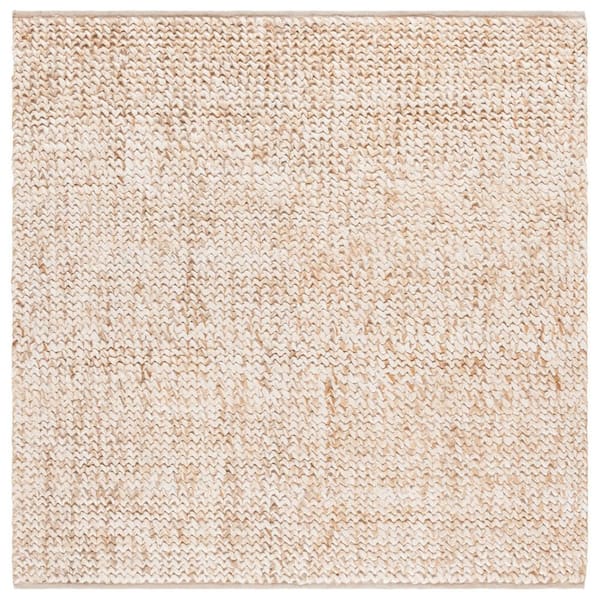 Natural Fiber 6 ft. x 6 ft. Natural/Bleach Distressed Solid Square Area Rug