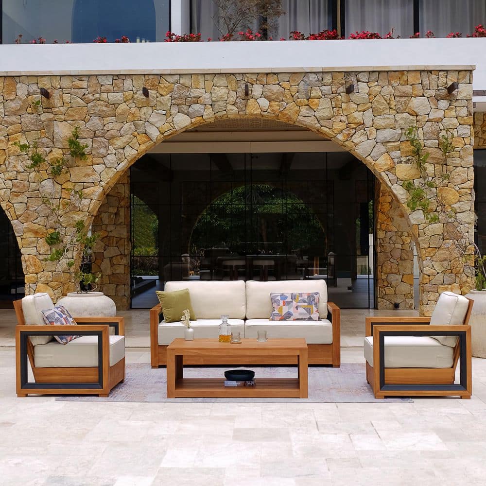 Brentwood 4-Piece Teak Wood Outdoor Patio Conversation Set with Ivory Cushion price history on PriceWatchPro