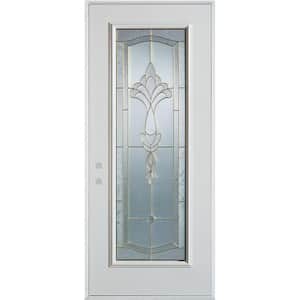 32 in. x 80 in. Traditional Brass Full Lite Painted White Right-Hand Inswing Steel Prehung Front Door