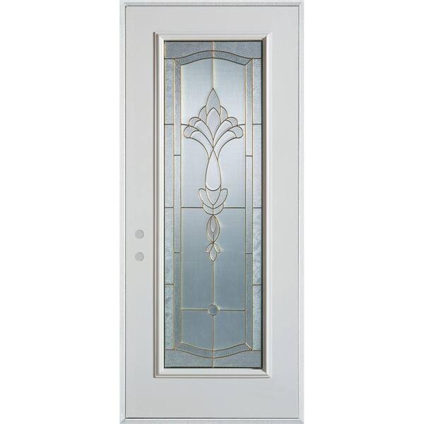 Stanley Doors 32 in. x 80 in. Traditional Patina Full Lite Painted White Right-Hand Inswing Steel Prehung Front Door