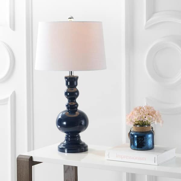 JONATHAN Y Genie 28.5 in. Navy Glass Table Lamp (Set of 2)