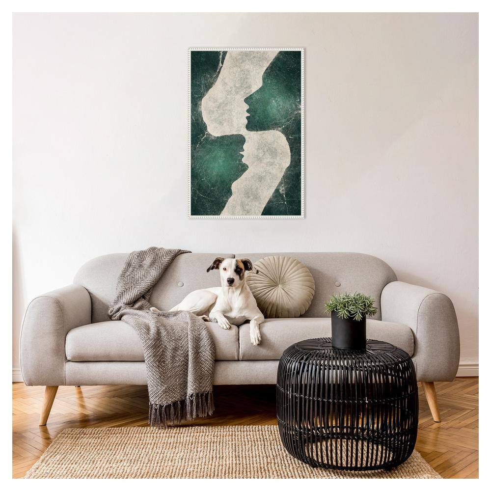 Emerald Love Green and Gray Abstract Canvas Wall Art