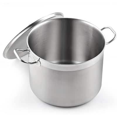 Gourmet Chef 10-Quart Stainless Steel Stock Pot with Glass Lid Kitchen –  ATH Import