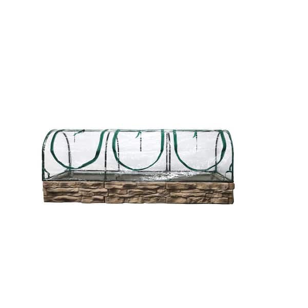 Landecor LD Series 6 ft L x 2 ft W x 2 ft H Greenhouse and Brown Raised Bed Planter Box w/ Clear Cover Greenhouse Tent