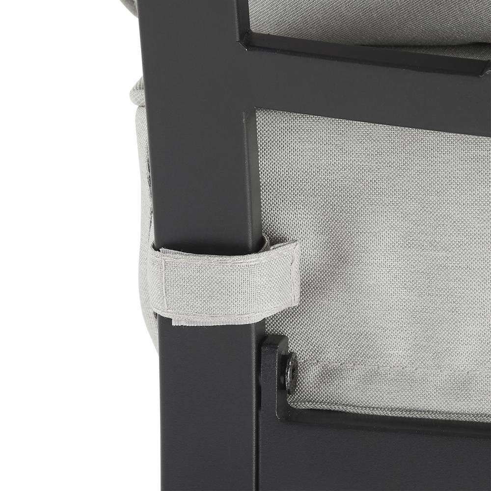 Otto 22.75" Gray and Matte Black Steel Outdoor Dining Chair with Cushions
