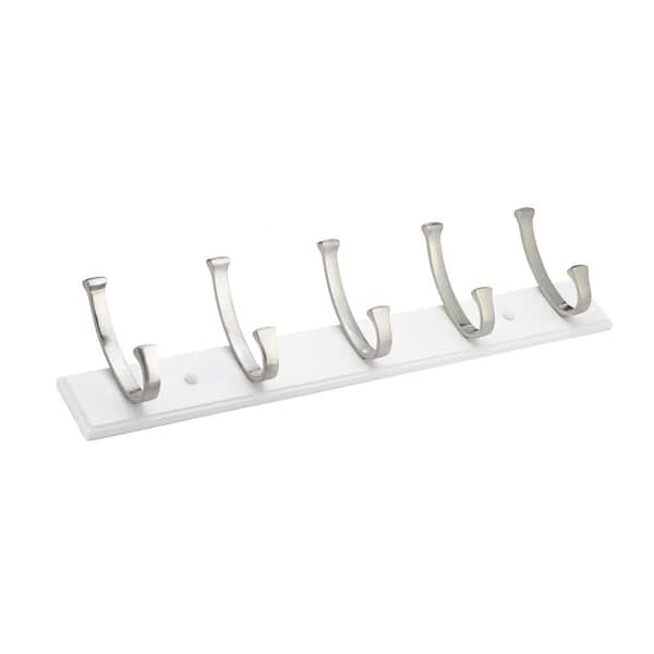 Richelieu Hardware 24 in. (610 mm) White and Brushed Nickel Contemporary Hook Rack