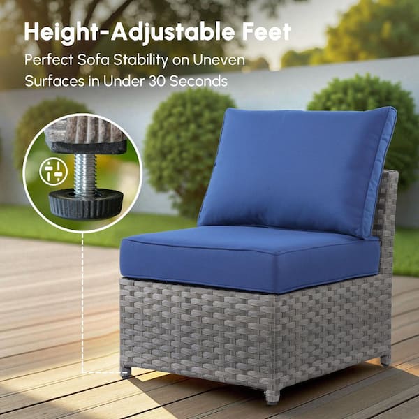XIZZI Jasmine 12-Piece Wicker Outdoor Sectional Set with Navy Blue