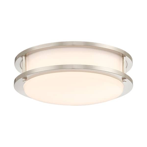 EnviroLite 16 in. Contemporary Brushed Nickel Selectable CCT Integrated LED Flush Mount for Kitchens