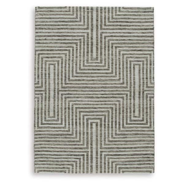 Jossen Gray 5 ft. x 7 ft. Geometric Area Rug