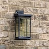 GAMA SONIC Modern Black Dusk to Dawn Outdoor Solar Barn Wall Sconce Warm White LED with Glass for Garage and Porch 130B50010