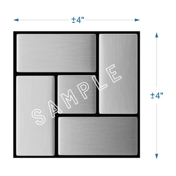 Inoxia SpeedTiles Take Home Sample - California Stainless Steel 4 in. x 4 in. Metal Peel and Stick Wall Mosaic Tile (0.11 sq.ft./ea)