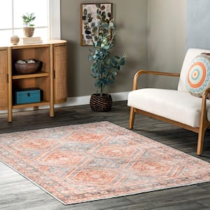 Dia Persian Transitional Machine Washable Rust 5 ft. x 7 ft. 5 in. Area Rug