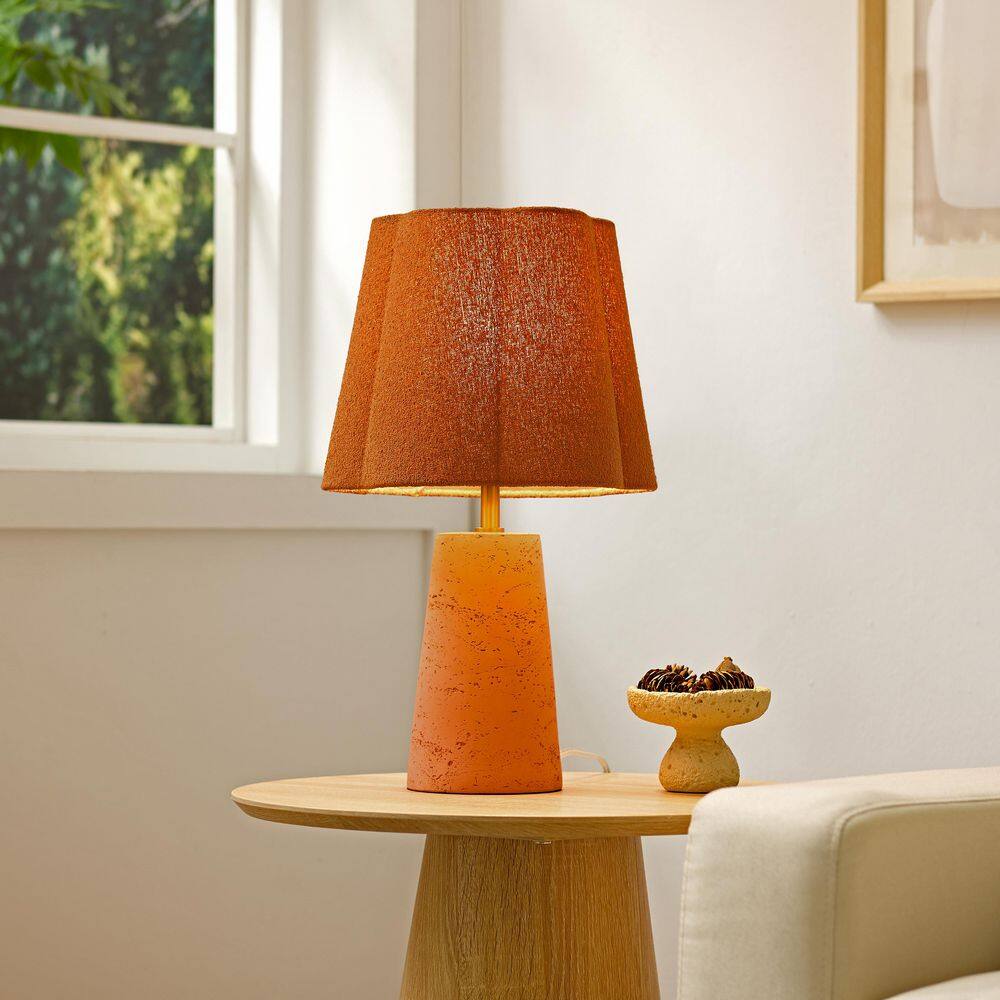 18.5 in. Natural Orangered Cement Table Lamp with Velvet Fabric Shade for Living Room and Bedside price history on PriceWatchPro