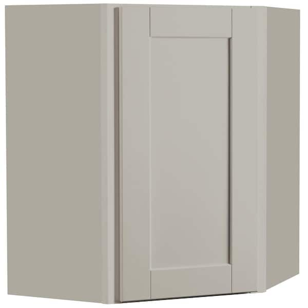 Hampton Bay Shaker Dove Gray Stock Assembled Diagonal Corner Wall Kitchen Cabinet (24 in. x 30 in. x 12 in.)