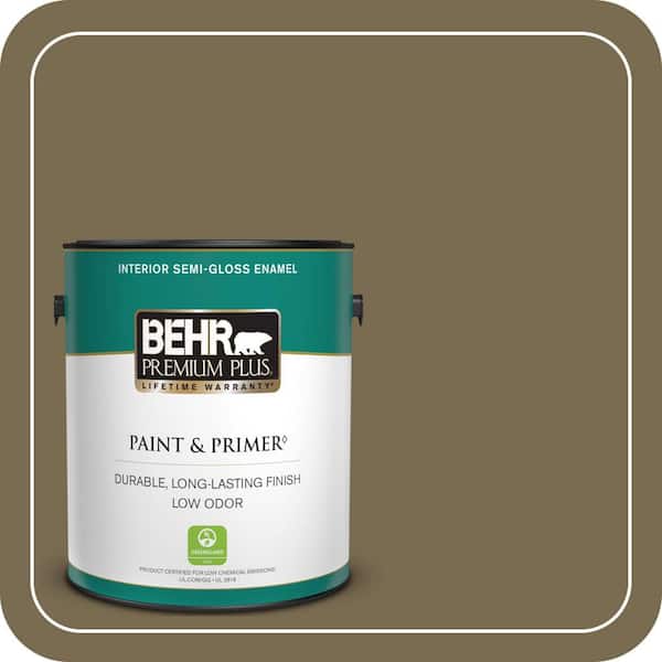 BEHR PREMIUM PLUS 1 gal. #750D-6 Lemon Pepper Semi-Gloss Enamel Low Odor Interior Paint & Primer