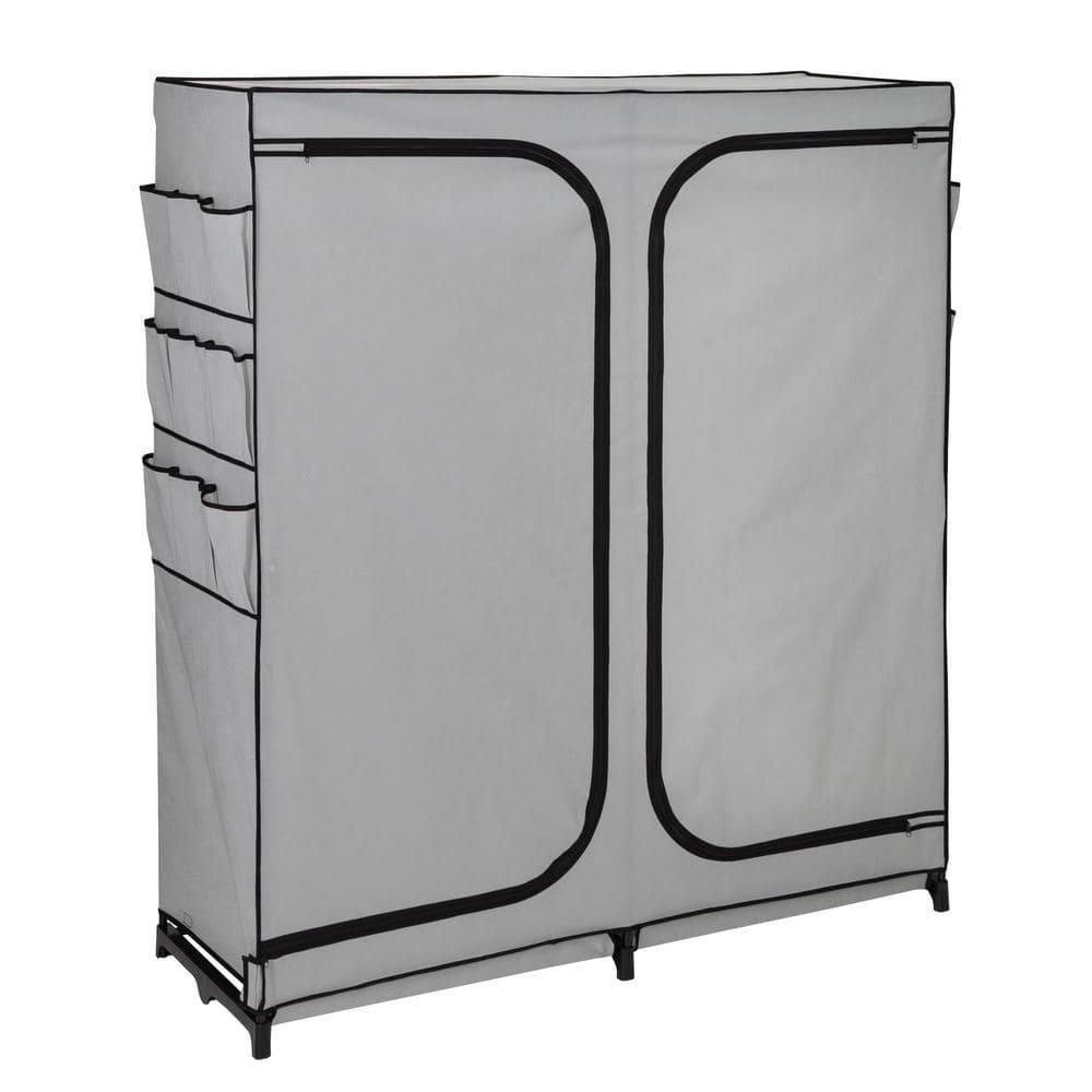 65 in. H x 60 in. W x 20 in. D Gray Steel/Non-Woven Portable Closet with Po