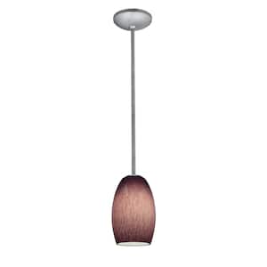 Chianti 1-Light Brushed Steel Shaded Pendant Light with Glass Shade