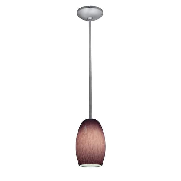 Access Lighting Chianti 1-Light Brushed Steel Shaded Pendant Light with Glass Shade