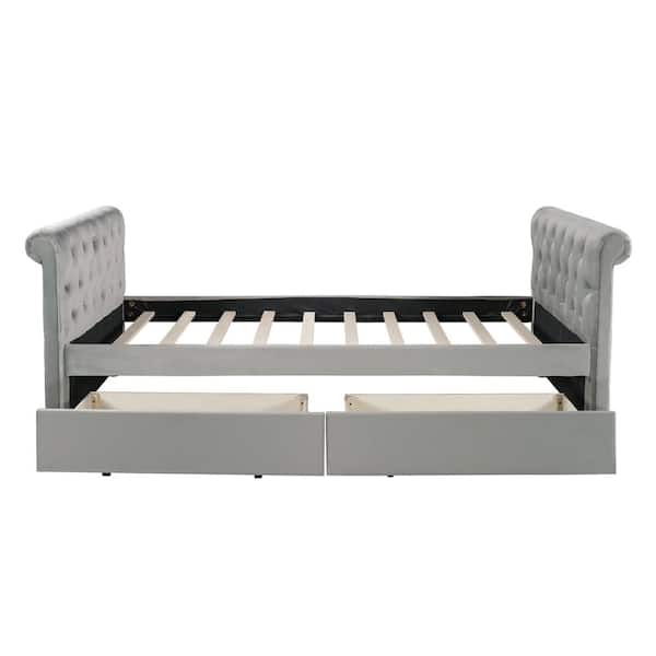 Donason Gray Twin Size Upholstered Daybed with Drawers
