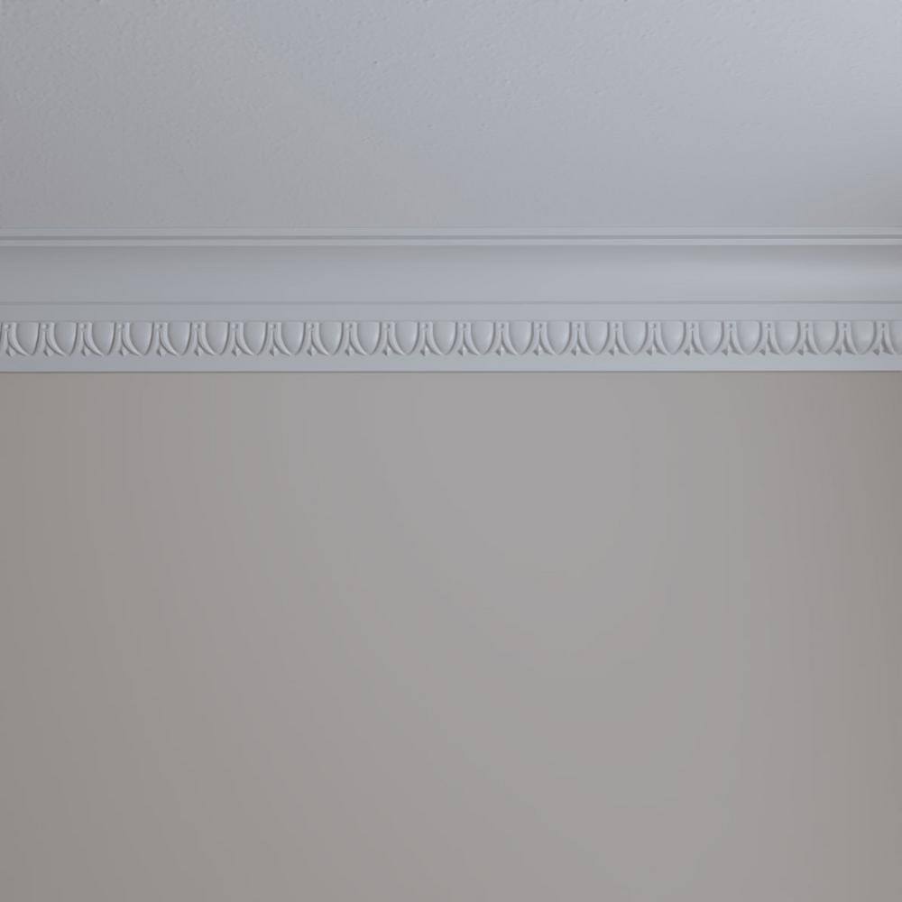 Primed White Polyurethane Egg & Dart Crown Moulding Sample, 12" Length