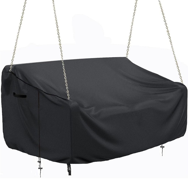 Waterproof Outdoor Porch Swing Cover Tear Resistant All Weatherproof Patio Furniture Cover Black 73x30x(32-24)Inch